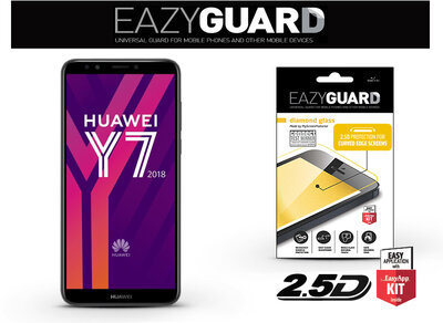EazyGuard LA-1350 Diamond Glass 2.5D Fullcover Huawei Y7 (2018) Gyémántüveg képernyővédő fólia - Fekete