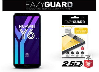 EazyGuard LA-1351 Diamond Glass 2.5D Fullcover Huawei Y6 (2018) Gyémántüveg képernyővédő fólia - Fekete
