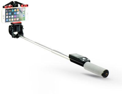 iPhoto 360 Smart Selfie Holder bluetoothos szelfi bot exponáló gombbal - Fekete/Piros