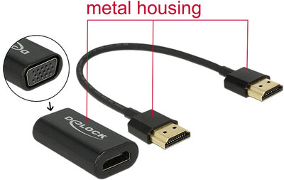 DeLock 65667 HDMI M - HDMI M /VGA F Adapterkábel 0.15m - Fekete