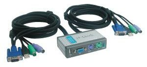 D-Link DKVM-2K 2 portos KVM switch + USB Switch + kábelkészlet