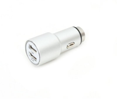 Omega USB 2 portos autós töltő (5V / 2.1A) - Ezüst