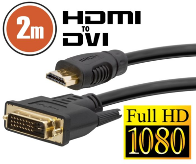 Delight 20380 HDMI apa - DVI-D (Dual Link) apa Kábel 2m Fekete