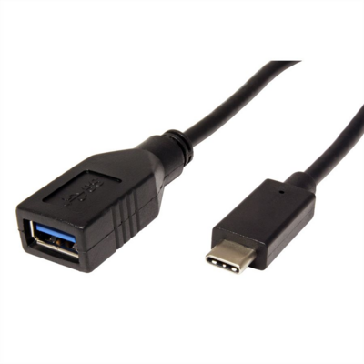 Roline 11.02.9030 USB-A - USB-C (apa - apa) kábel 0.15m - Fekete