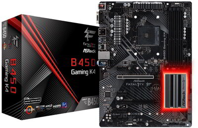 ASRock B450 sAM4 Fatal1ty B450 Gaming K4 4xDDR4 6xSATA3 2xM.2 6xPCI-E Gbit LAN ATX