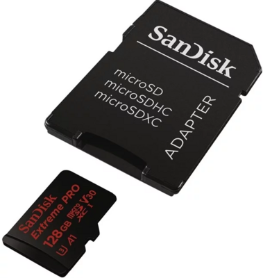 SanDisk 128GB Extreme Pro microSDXC UHS-I U3 memóriakártya + Adapter