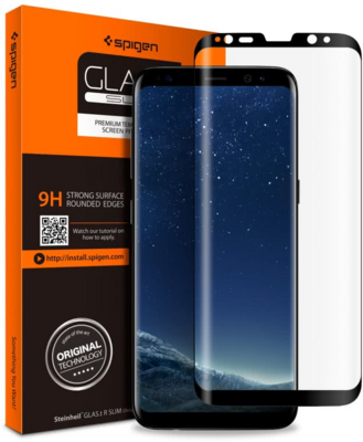 Spigen 592GL22820 Glas.tR Curved Samsung Galaxy S9 Edzett üveg hajlított kijelzővédő fólia Fekete