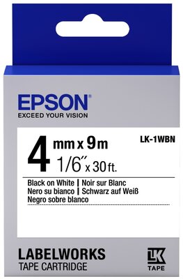 Epson TAPE LK-1WBN STD 4 mm x 9 m Nyomtatószalag - Fekete / Fehér