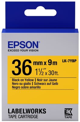 Epson TAPE LK-7YBP PASTEL 36 mm x 9 m Nyomtatószalag - Fekete/Sárga