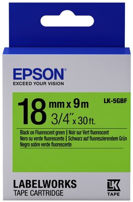 Epson TAPE LK-5GBF FLUOR 18 mm x 9 m Nyomtatószalag - Fekete/Fluoreszkáló zöld