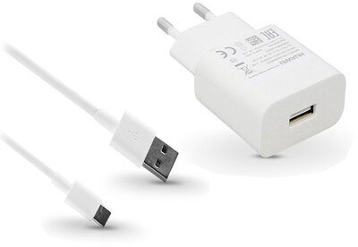 Huawei Hálózati USB töltő + Type-C adatkábel (5V/2A és 9V/2A) Quick Charge funkcióval - Fehér