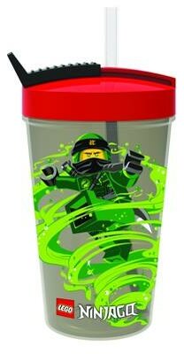 Lego Ninjago 40441733 500ml műanyag pohár szívószállal - Piros/Szürke