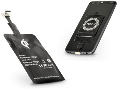 Haffner PT-4537 USB Type-C Qi Adapter vezeték nélküli töltő állomáshoz (5V / 1000mA)- Fekete