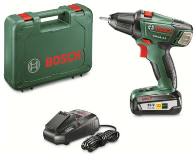 Bosch PSR 18 LI-2 akkus fúrócsavarozó 2.5Ah + koffer