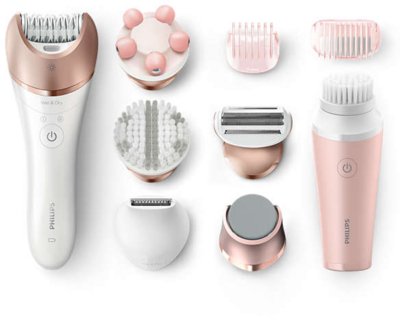 Philips Satinelle Prestige BRP586/00 epilátor talpreszelőfejjel + mini arctisztítóval