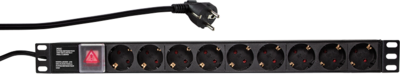 Logilink PDU9C02 19" Tápelosztó egység 1U kapcsolóval - Fekete
