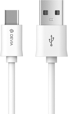 Devia Smart USB apa - USB-C apa Adat- és töltőkábel 2m - Fehér