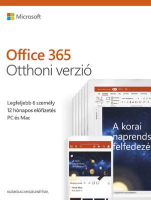Microsoft Office 365 Otthoni verzió licenc P4 BOX HU (6 felhasználó / 1 év)