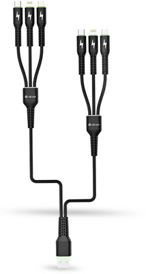 Devia Storm USB-A 6 az 1-ben telefontöltő kábel - Fekete