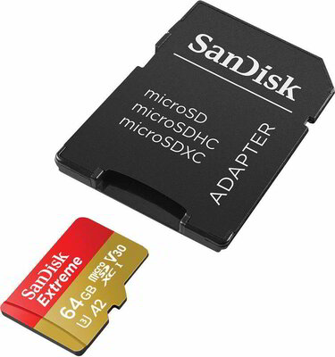 Sandisk 64GB EXTREME microSDXC UHS-I CL10 memóriakártya + Adapter