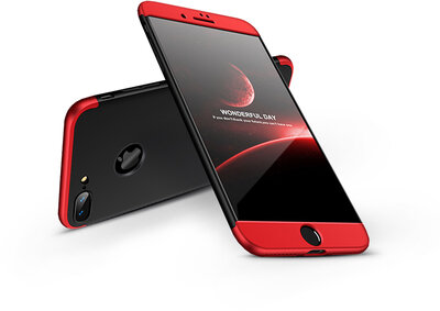 GKK 360 Full Protection 3in1 Apple iPhone 8 Plus Hátlap tok - Fekete/Piros