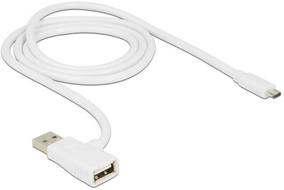 Delock 83774 USB-A apa + anya - Micro USB apa kábel 1m - Fehér