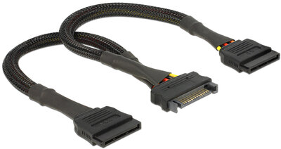 Delock 60135 SATA apa - 2x SATA anya kábel 0.25m - Fekete