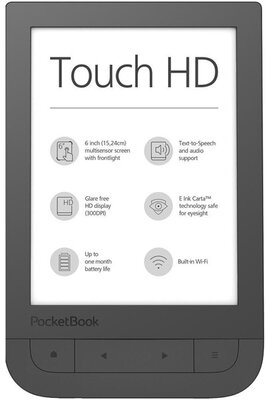 POCKETBOOK PB631 TOUCH HD Fekete (6" E-Ink, Multi touch, Cpu: 1GHz, 512MB, 8GB, 1500mAh, wifi, mUSB, mSD)