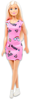 Mattel T7439-959C Barbie: Szőke hajú vékony Barbie baba rózsaszín ruhában