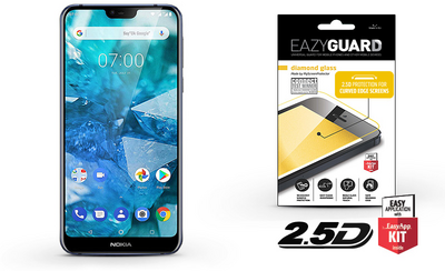 EazyGuard Diamond Glass 2.5D Fullcover Nokia 7.1 Plus Edzett üveg kijelzővédő - Fekete