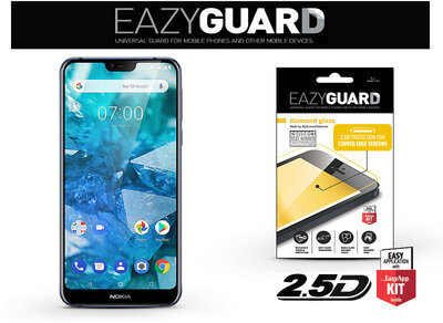 EazyGuard Diamond Glass 2.5D Fullcover Nokia 7.1 Edzett üveg kijelzővédő - Fekete