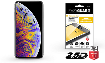 EazyGuard Diamond Glass 2.5D Fullcover Apple iPhone X/XS Edzett üveg kijelzővédő - Fekete