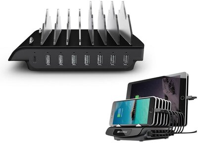 Sandberg Multi USB töltő állomás 72W Fekete