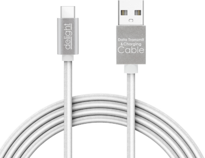 Delight 55442C-WH USB-A apa - USB-C apa LED Adatkábel - Fehér