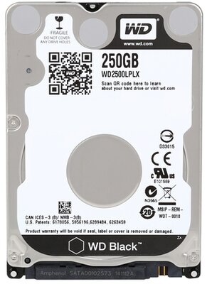 Western Digital Black 250GB / 2.5" / SATA3 merevlemez