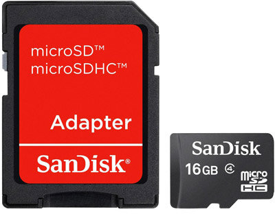 SanDisk SDHC (class 4) 16GB adapterrel memóriakártya