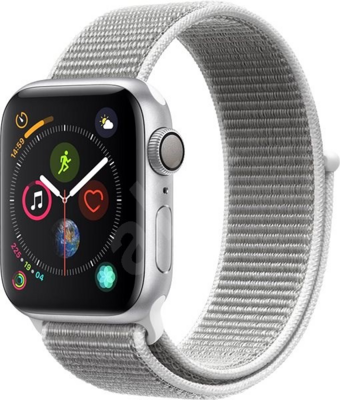 Apple Watch S4 Okosóra (40mm) - Ezüst alumíniumtok kagylófehér sportpánttal