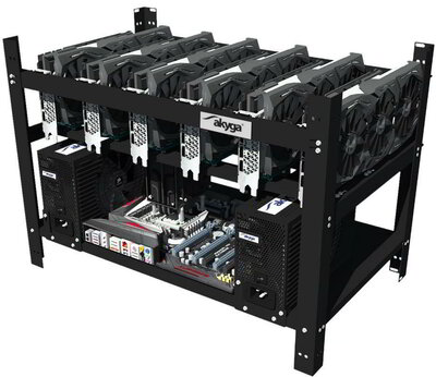 Akyga Mining keret AKM061 6 GPU black w/o PSU ( Használt)