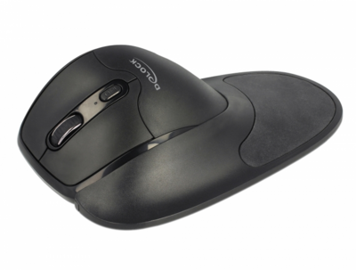Delock Ergonomikus, 5 gombos, 2,4 GHz-os, vezetéknélküli optikai egér csukló támasszal - balkezes