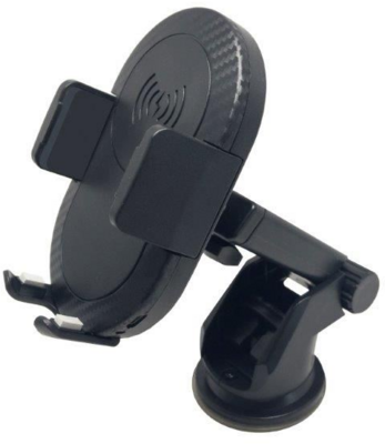 Quazar QZR-WC-06-BL Q-Car Charger telefontartó konzol beépített vezeték nélküli Qi gyorstöltővel fekete