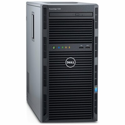 DELL PowerEdge T130 Server, Intel Xeon E3-1240 v6 3.7GHz 4C/8T, 8GB DDR4 UDIMM ECC, 2TB 7.2k NL-SAS 3.5 HDD (up to 4x 3.5 Cabled), H330 RAID, 2x1GbE, 290W, DVD+/-RW, iDRAC8 Basic, 3y NBD