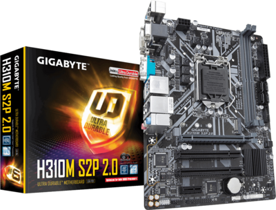 Gigabyte H310M S2P 2.0, 1151, DDR4, PCIe Gen2 x2 M.2, D-Sub, DVI-D, HDMI