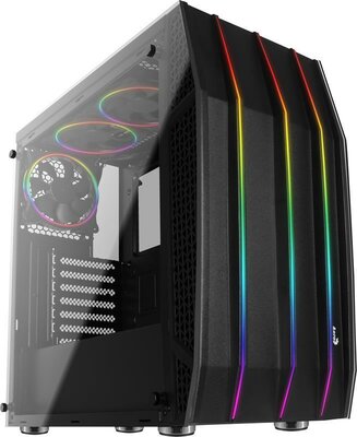 Aerocool KLAW RGB TEMPERED GLASS - 3xRGB LED STRIPS 3x120mm RGB FAN ATX PC ház