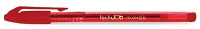 FLEXOFFICE Golyóstoll, 0,4 mm, kupakos, "TechJob", piros