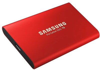 SAMSUNG Portable SSD USB3.1 500GB Solid State Disk, T5, Metál piros