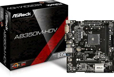 ASRock AB350M-HDV R4.0, AM4, DDR4 3200, 4 SATA3, 6 USB 3.1, HDMI, DVI-D, D-Sub