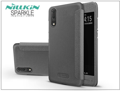 Huawei P20 oldalra nyíló flipes tok - Nillkin Sparkle - fekete