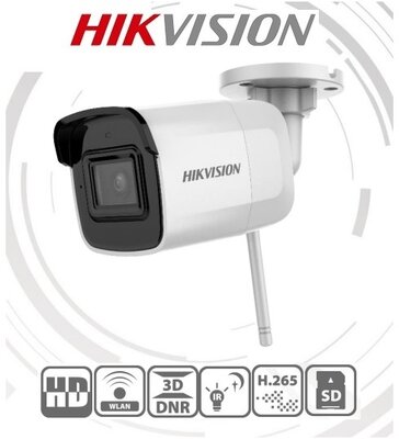 Hikvision IP csőkamera - DS-2CD2021G1-IDW1 (2MP, 2,8mm, kültéri, H265+, IP66, IR30m, ICR, DWDR, SD, audio, wifi)