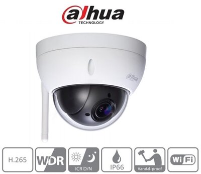 Dahua IP PTZ dómkamera - SD22404T-GN-W (4MP, 2,7-11mm, kültéri, H265+, IP66, ICR, WDR, SD, IK10, wifi)