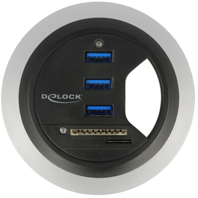 Delock 3 porttal + 2 nyílásos SD-kártyaolvasóval rendelkező asztali USB 3.0 elosztó